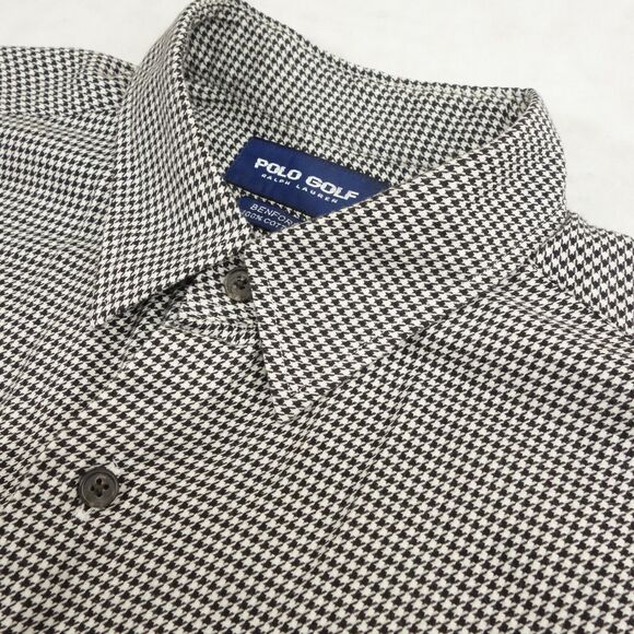 Ralph Lauren Shirt Mens Large Gray Houndstooth Benford Polo Golf Button Up - Picture 1 of 6